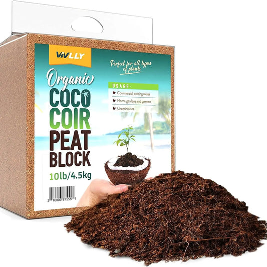 10Lb Coconut Coir Brick Organic Potting Soil Substrate Expands in Water Ph-Adjusted for Indoor Plants Premium Garden Supplies Eco-Friendly