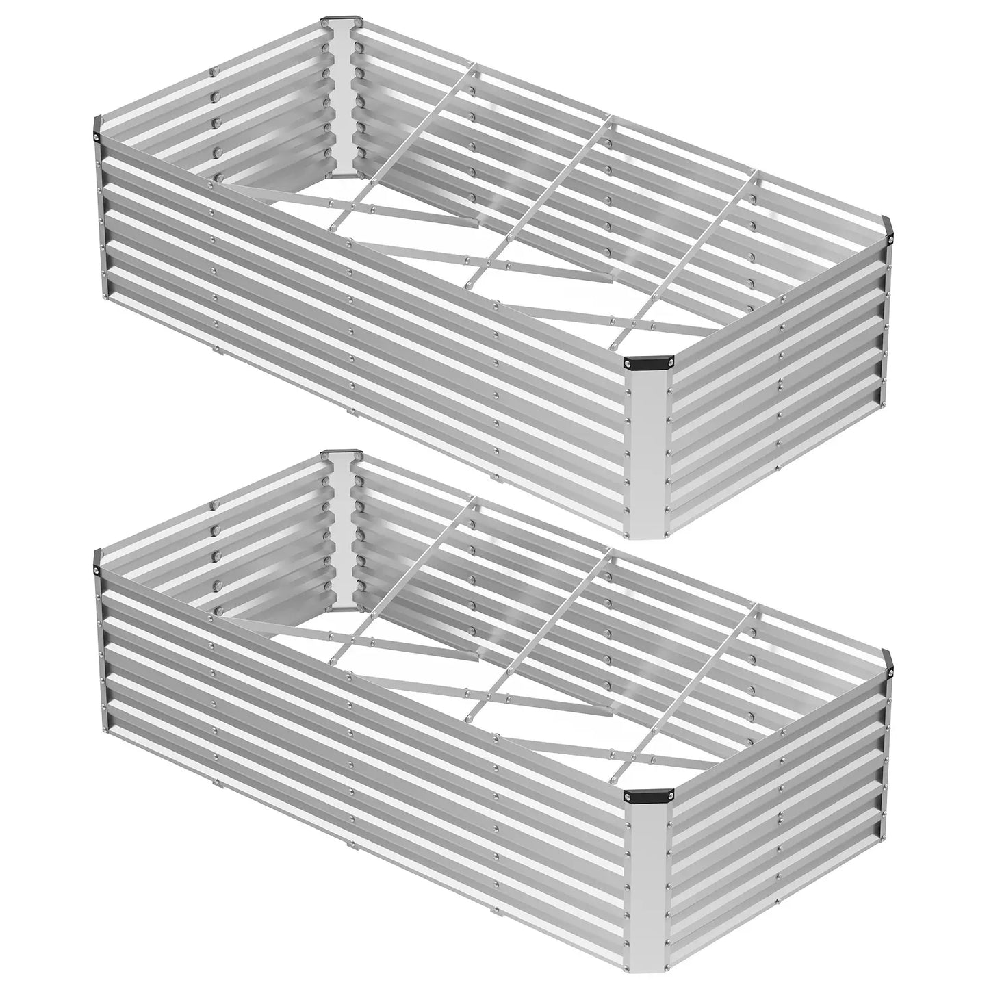 Raised Garden Bed, Outdoor Planter Box with Open Bottom Design, Metal Large Garden Bed for Vegetables, Herbs & Flowers, Rustproof for Backyard & Patio, Silver