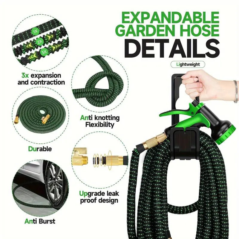 100FT 4X Stronger Deluxe Heavy Duty Expandable Flexible Garden Water Hose for Gardening & Outdoor Use Strong Construction Versatile, Garden Hose Connector Summervibes Fathersdaygift High Pressure Hose