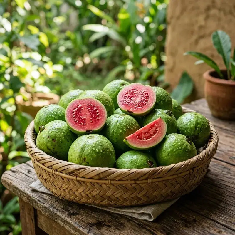 100 Non-GMO Tropical Red Guava Seeds for Home Gardening - Grow Exotic and Delicious Fruit Indoors