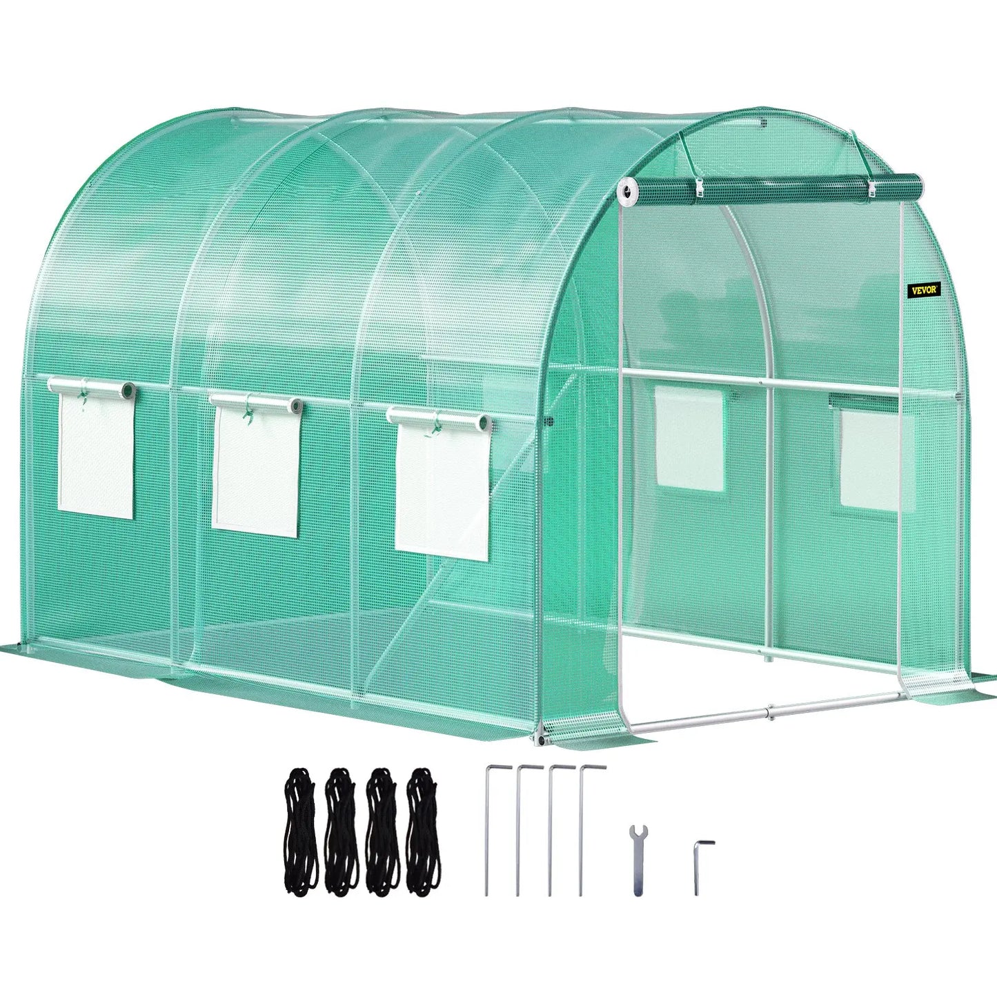【Fathersdaygift】Vevor Walk-In Tunnel Greenhouse Portable Hot Housemax. 20 X 10 X 7 Ftgalvanized Steel Hoops3 Top Beams2 Zippered Doorsdiagonal Poles, Tunnel Enclosure Houses,Campingessentials,Outdoorfurnitureset,Campinggear