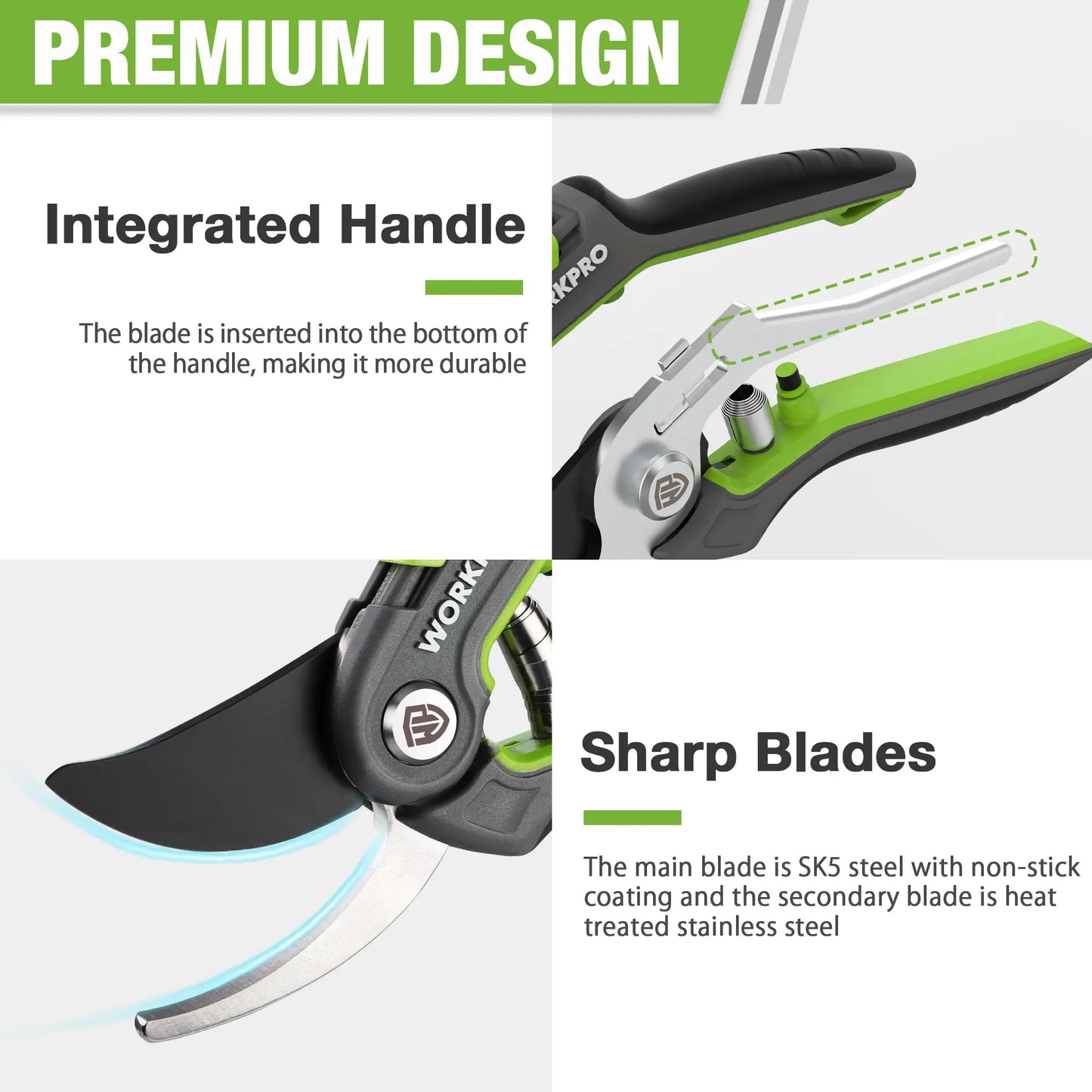 WORKPRO Premium Bypass Pruning Shears and Garden Scissors - High-Quality Hand Tools for Cutting Flowers, Trimming Plants, and Picking Fruits