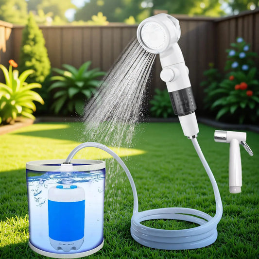 Rechargeable Water Pump Set, Portable Shower Head for Outdoor Travel Camping, Rechargeable Camping Showerhead, Camping Accessories, Camping Equipment, Camping Tools, Camping Supplies, Camping Gear, Pet Cleaning and Multifunctional Garden Drainage Tool Set