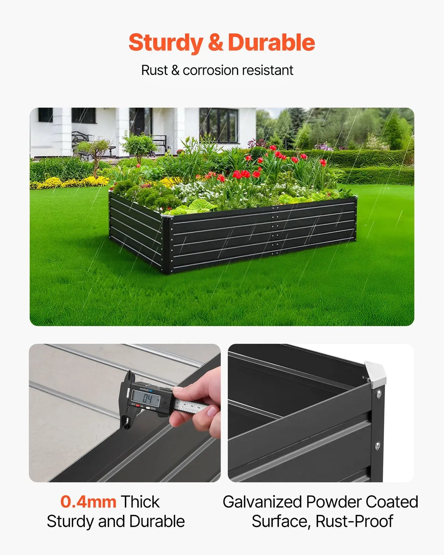 【Dealsforyoudays】Vevor Galvalume Metal Raised Garden Bedgray Outdoor Planter Box with Open Bottom Designlarge Raised Garden Beds for Growing Vegetablesflowers, Garden Boxes Outdoor Raised, Planting Container