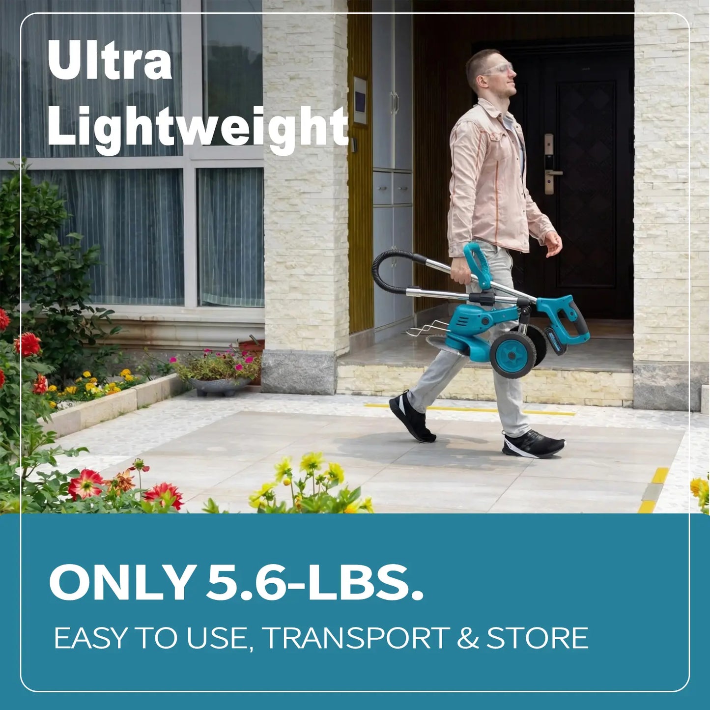 Portable Lithium Battery Lawn Mower and Cordless String Trimmer with Dual 21V Batteries and Charger - Electric Grass Cutter for Lawn Care and Edging