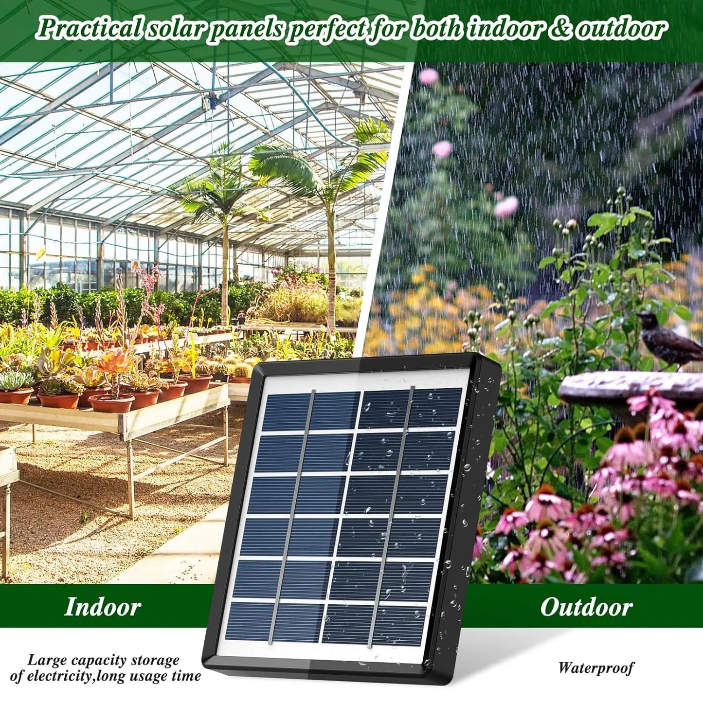 Solar-Powered Automatic Drip Irrigation Kit with Timer, 12 Modes, Water Level Alarm, 15 Plants, 15M Tube & Drippers, for Indoor Outdoor Garden, Balcony, Greenhouse & Potted Plants