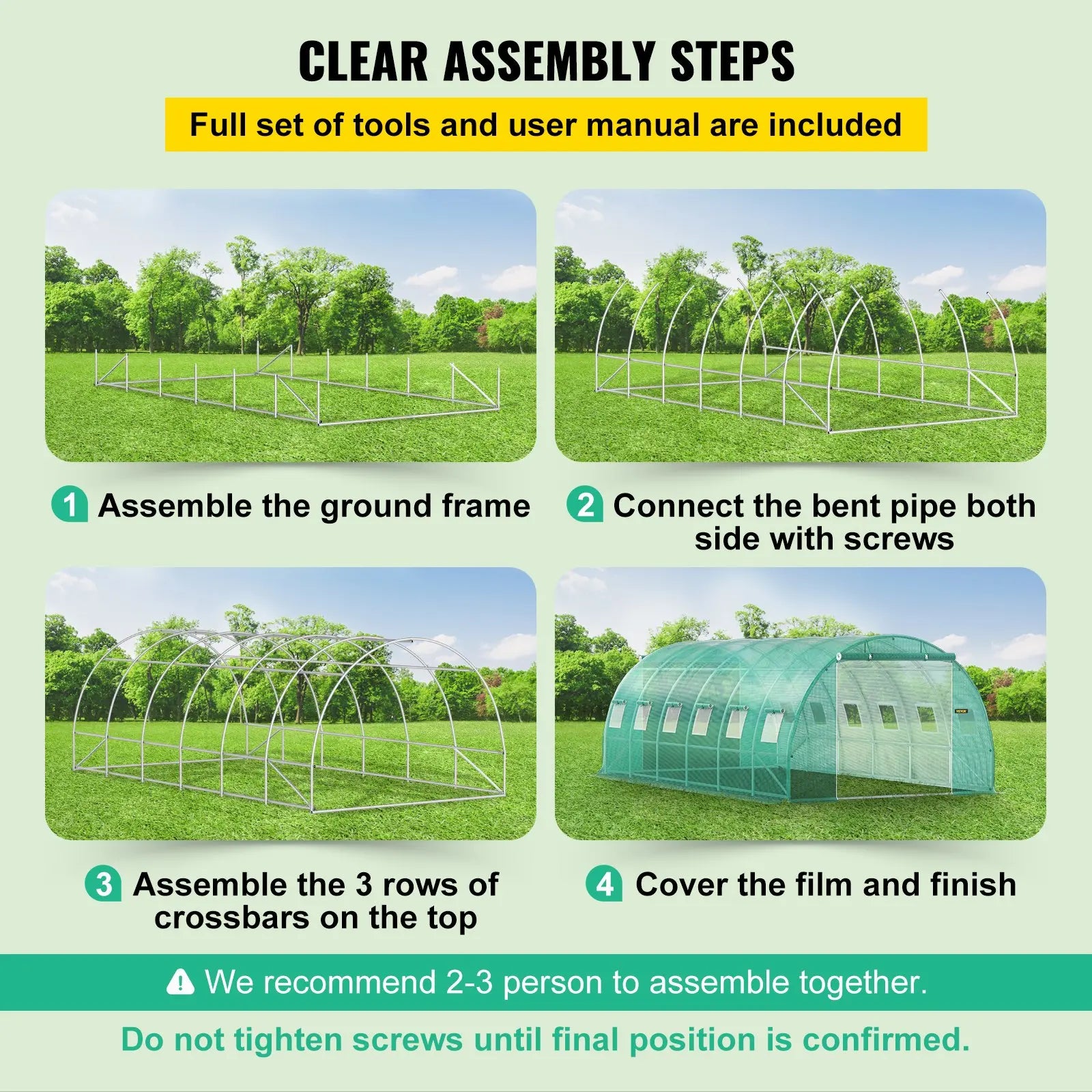【Fathersdaygift】Vevor Walk-In Tunnel Greenhouse Portable Hot Housemax. 20 X 10 X 7 Ftgalvanized Steel Hoops3 Top Beams2 Zippered Doorsdiagonal Poles, Tunnel Enclosure Houses,Campingessentials,Outdoorfurnitureset,Campinggear