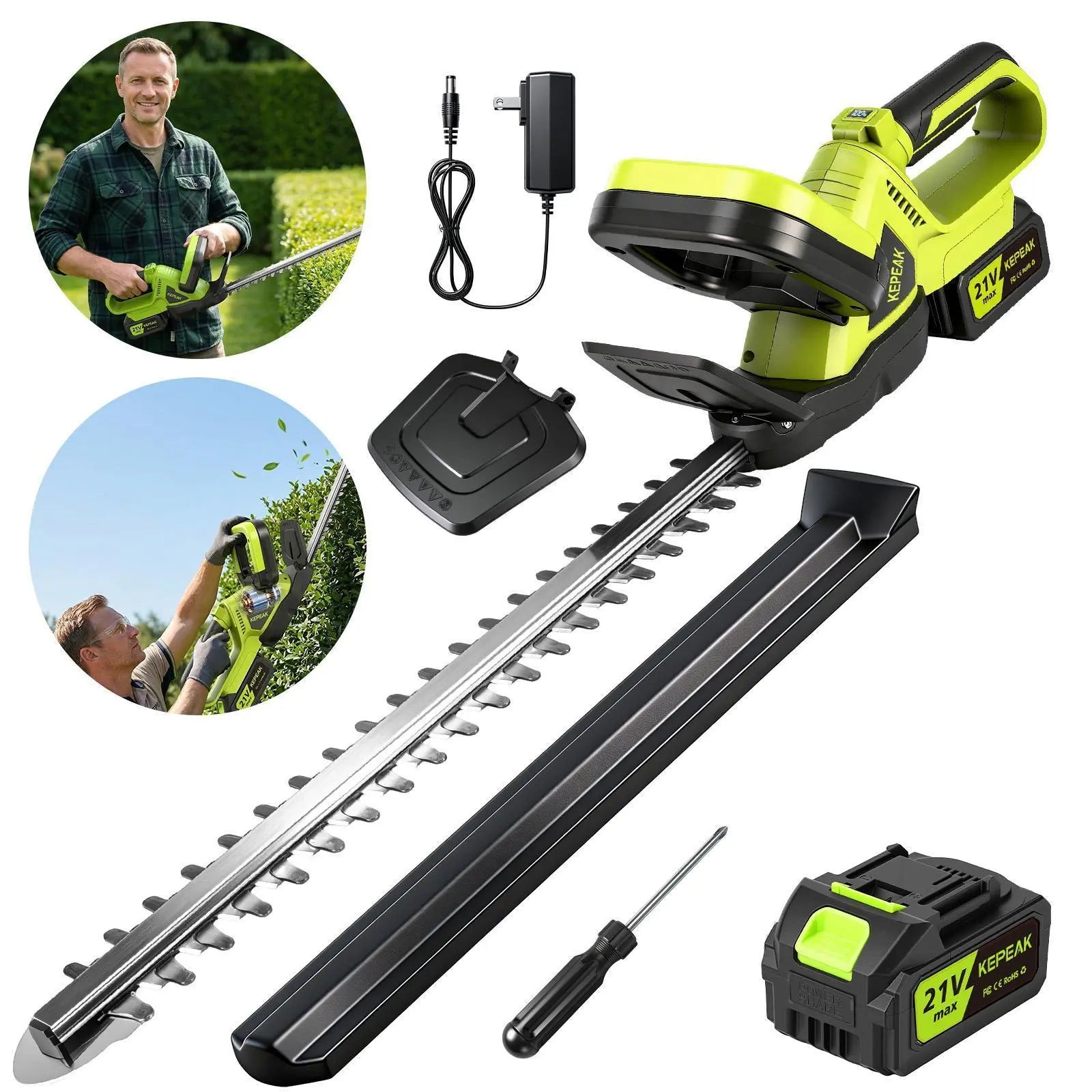 Kepeak Cordless Weed Trimmer with Dual Rechargeable Batteries, Electric Grass Edger Featuring Adjustable Height and 90° Rotating Head, Lightweight Lawn Care Tool for Yards, Patios, and Flower Beds