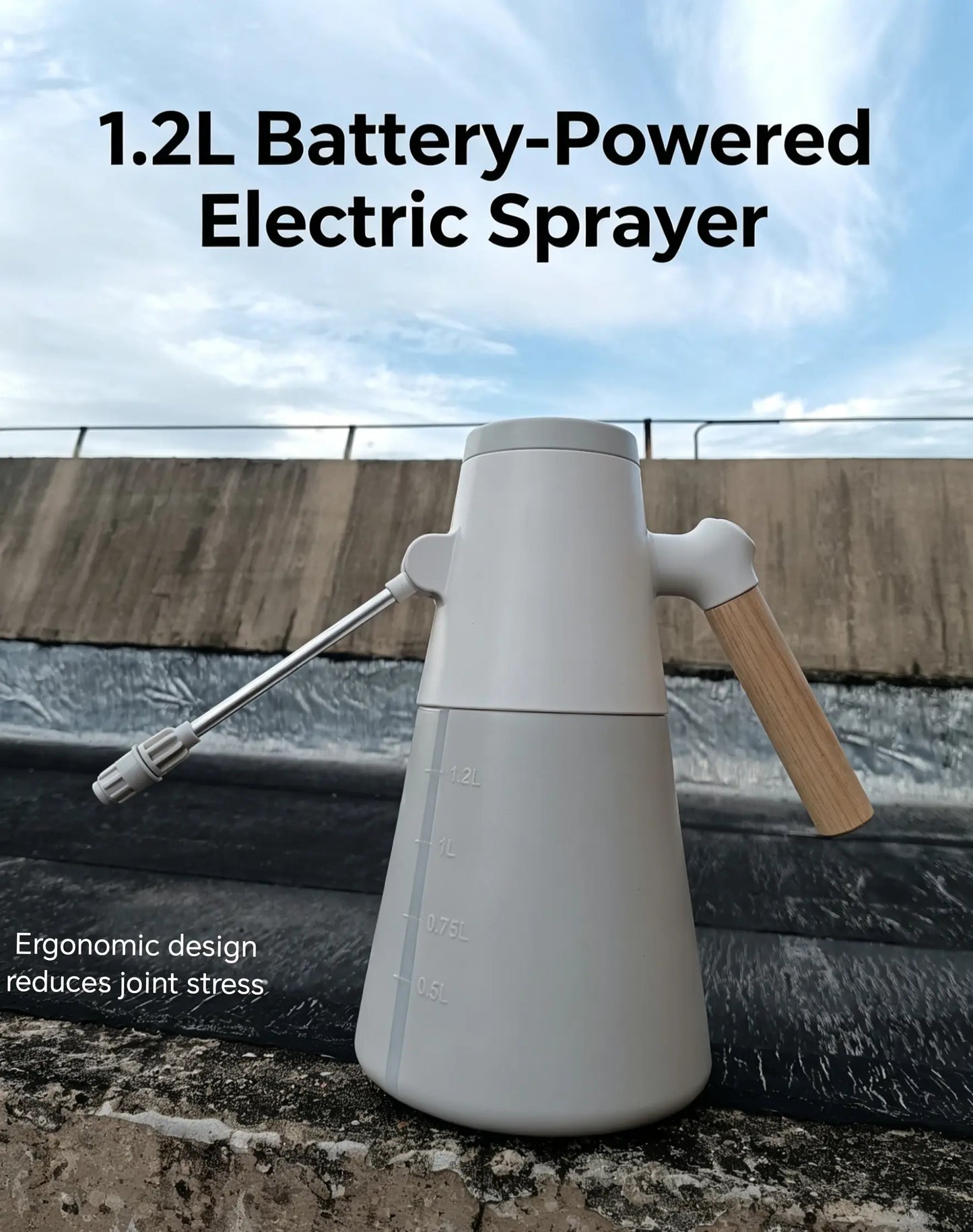 1.2–1.5 L Electric Sprayer for Home Gardening with Ergonomic Wood-Grain Design; Portable Solution for Indoor and Outdoor Plants, Car Tires, and Household Cleaning