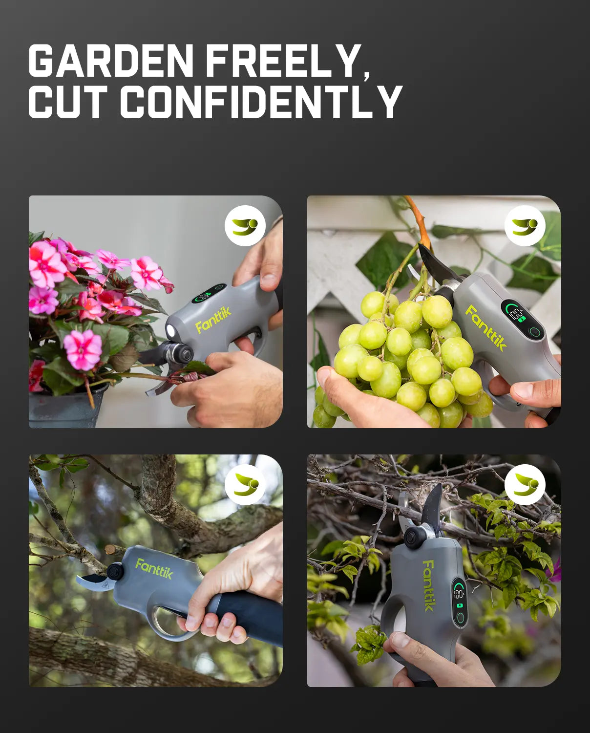 【Dealsforyoudays】Fanttik Y10 Pro Cordless Electric Pruning Shears with Brushless Motor, LED Display, 4-Level Safety System, USB-C Fast Charging, SK5 Steel Blade for Branch Trimming, Summerwins, Father'S Day Gifts