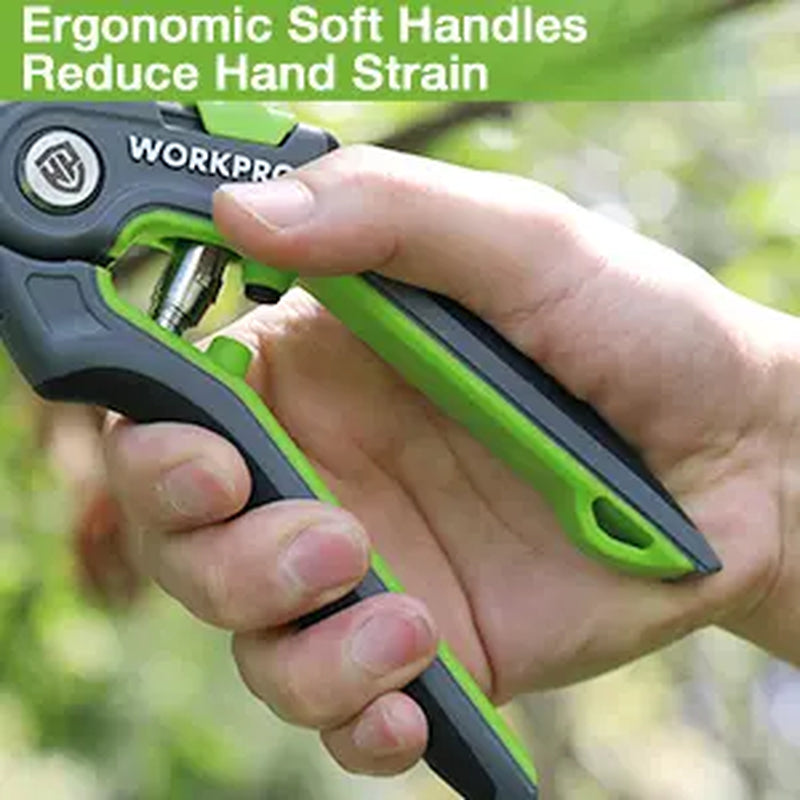 WORKPRO Premium Bypass Pruning Shears and Garden Scissors - High-Quality Hand Tools for Cutting Flowers, Trimming Plants, and Picking Fruits