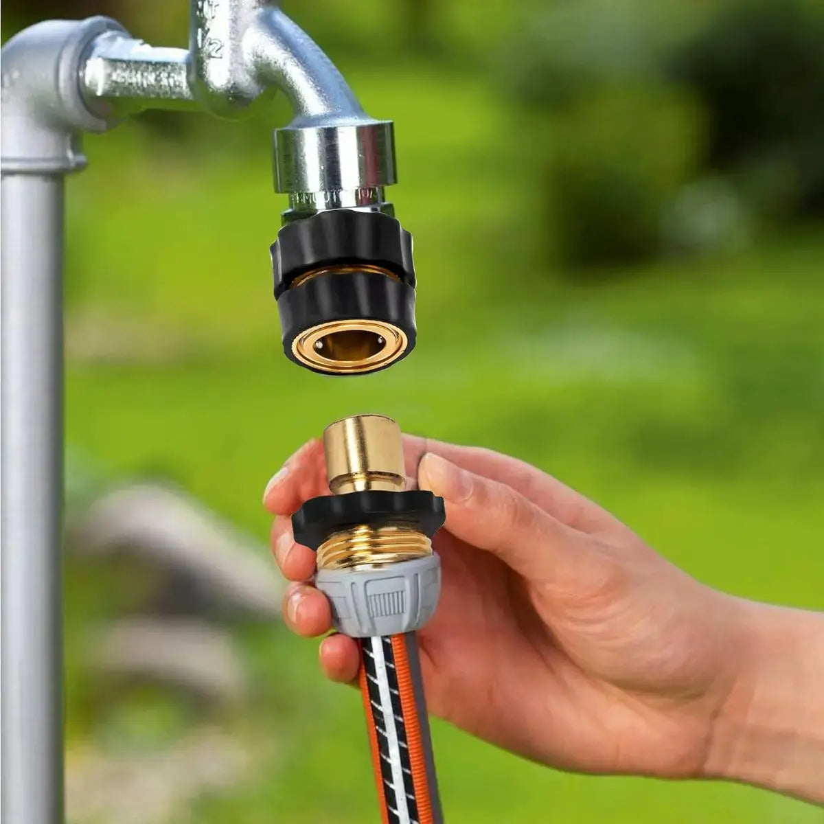 Garden Hose Quick Connector, 3/4 Inch Male and Female Garden Hose Fitting Quick Connector Rubber Washers Leak Proof Durable Aluminum,4 Set Fathersdaygift