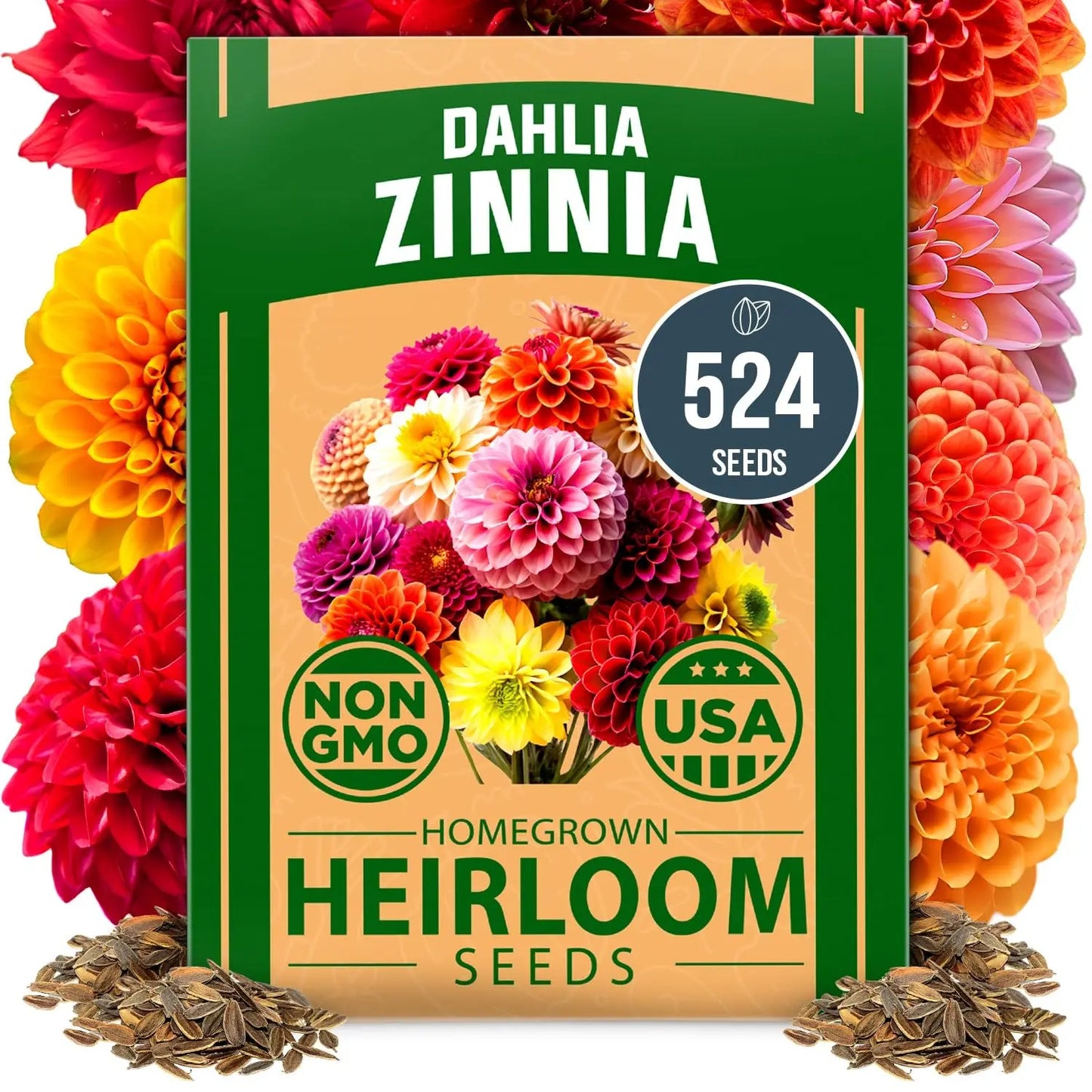 Zinnia Seeds (California Giant & Dahlia) – 100% Pure Heirloom Flower Seeds – No Fillers – USA Grown (Multiple Variations)