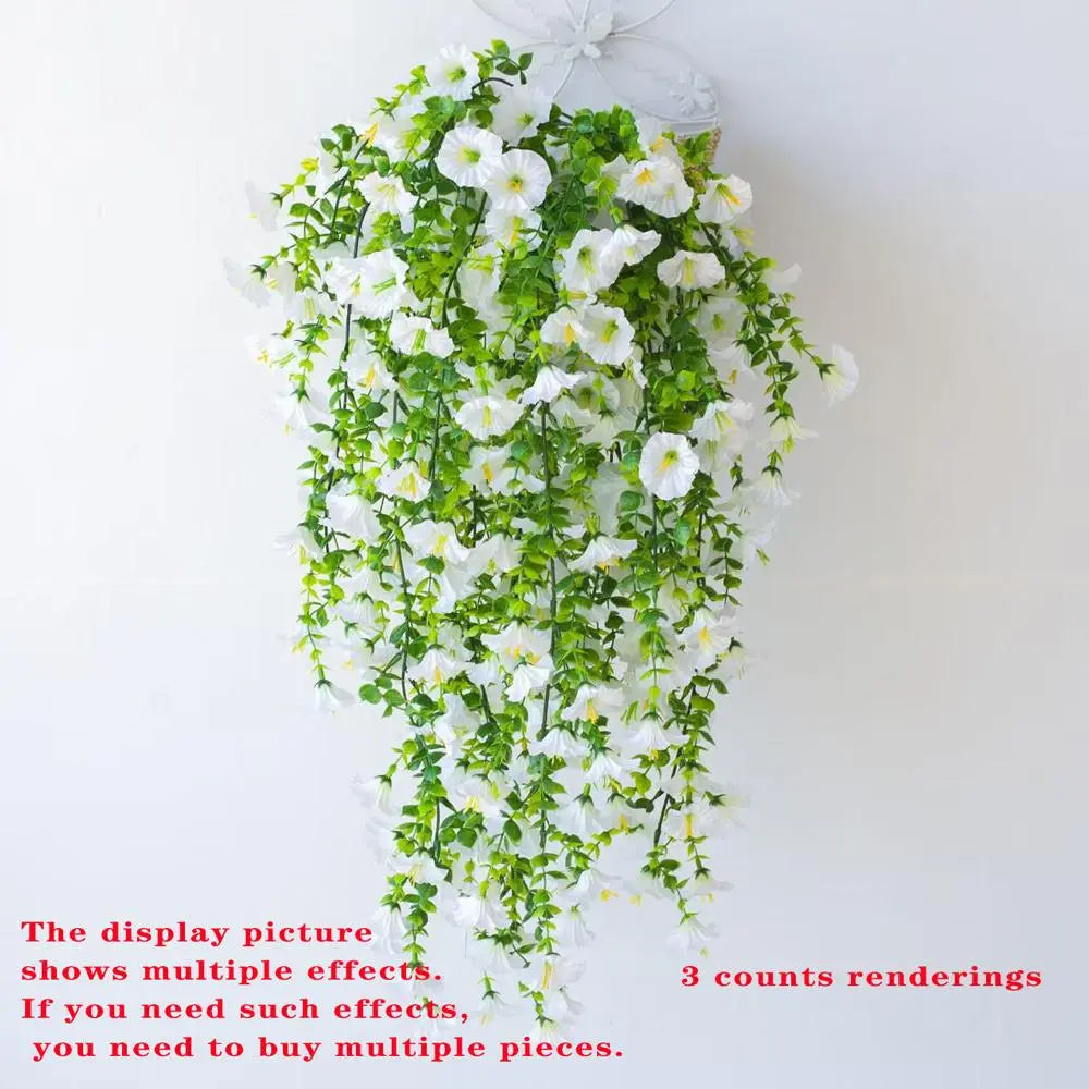 Artificial Hanging Flowers, 2/4 Counts Fake Plants, Plastic Floral Plants with Eucalyptus Leaves, Uv-Resistant Realistic Hanging Plants for Home and Garden Decor