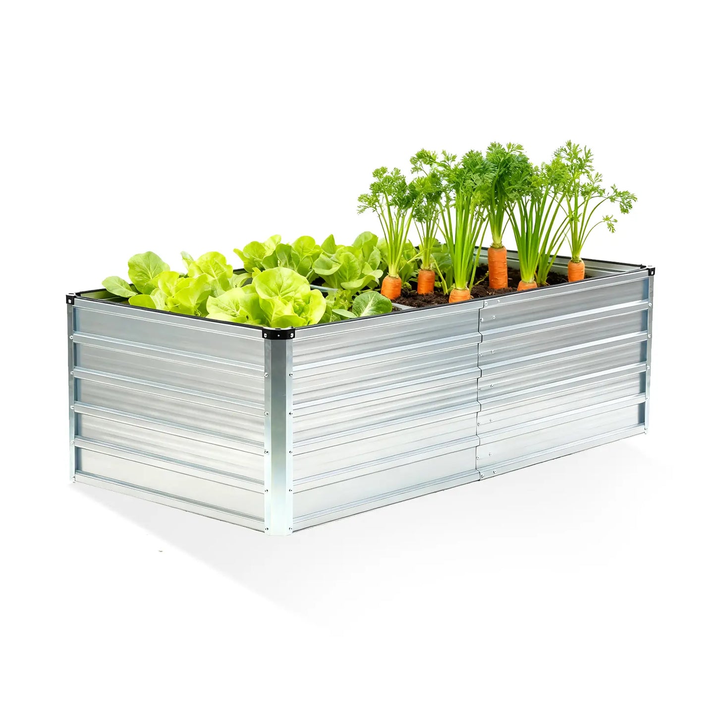 Raised Garden Bed, Outdoor Planter Box with Open Bottom Design, Metal Large Garden Bed for Vegetables, Herbs & Flowers, Rustproof for Backyard & Patio, Silver