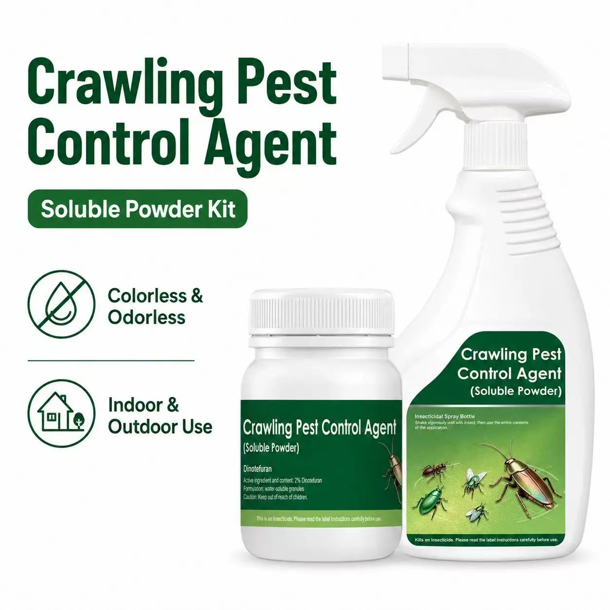 Multi-Purpose Pest Control Kit – for Roaches, Ants, Spiders, Bed Bugs & 40+ Household Pests, Indoor & Outdoor Application, Pet & Family Friendly When Used as Directed, Makes 1 Gallon Ready-To-Use Spray Mixture