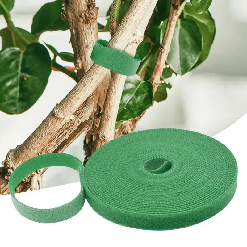 Green Garden Plant Ties Roll, Reusable Hook Loop Plant Support Tape for Tomatoes, Vines & Climbing Plants, Nylon Garden Twine for Bamboo Stakes, Outdoor Garden Supplies & Accessories Summerwins