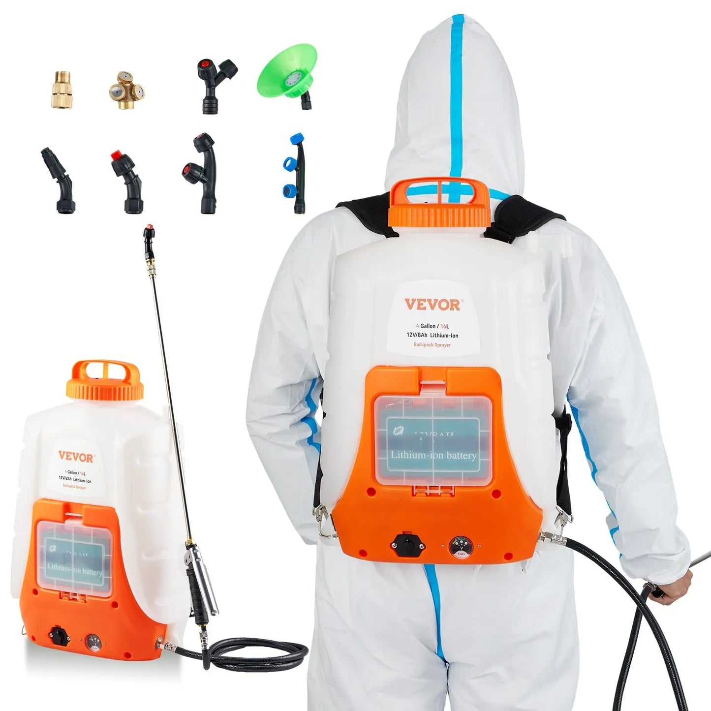 【Dealsforyoudays】Vevor Battery Powered Backpack Sprayer, Two Version, Adjustable Pressure, 4 Gallon Tank, with 8 Nozzles and 2 Wands, Wide Mouth Lid for Weeding, Spraying, Cleaning,Campingessentials,Outdoorfurnitureset,Campinggear