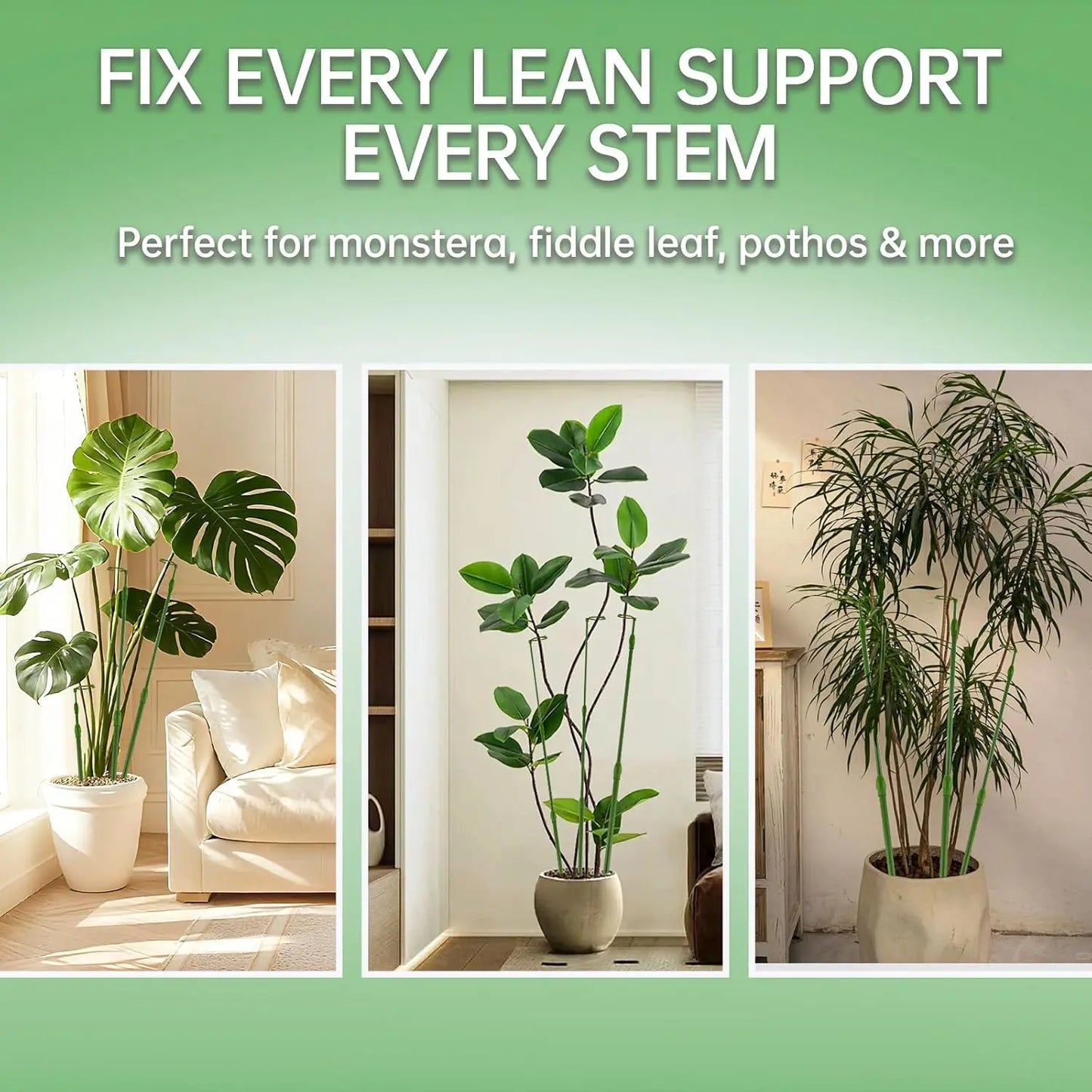 3 Pack Extendable Plant Stakes, 16.5-42.5 Inch Plant Stakes for Indoor Outdoor, Adjustable Monstera Plant Support Sticks with Clips for Clombing Plants, Vine, Orchid, Tomato, Vegetables Greenhouse Accessories