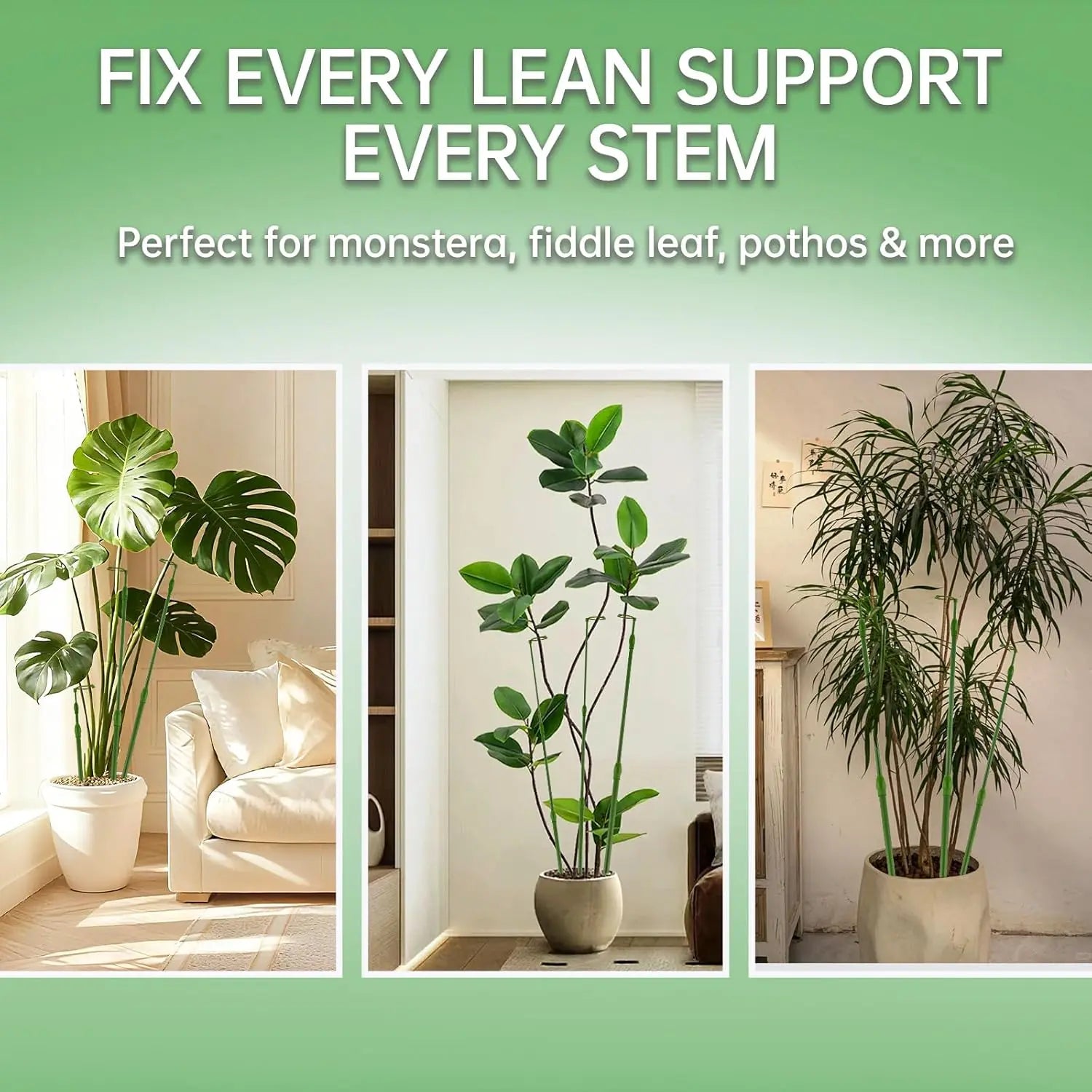 3 Pack Extendable Plant Stakes, 16.5-42.5 Inch Plant Stakes for Indoor Outdoor, Adjustable Monstera Plant Support Sticks with Clips for Clombing Plants, Vine, Orchid, Tomato, Vegetables Greenhouse Accessories