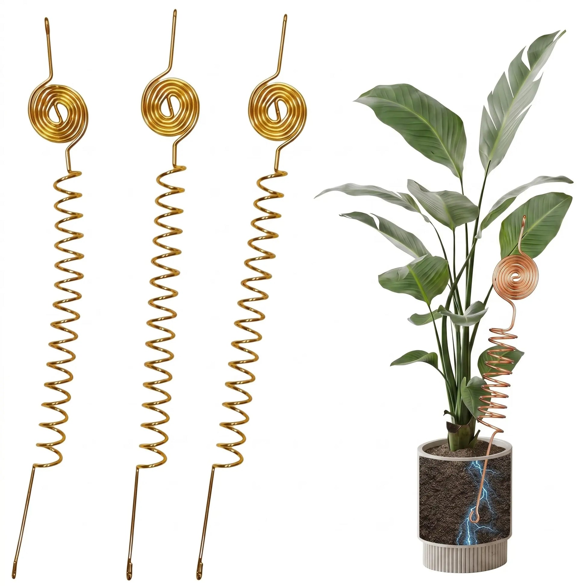 Electroculture Copper Gardening Antenna Kit, 10-Gauge 99% Copper Wire, Plant Stakes, Tensor Rings, Electronic Planting for Vegetables, Garden Essentials, Garden Supplies