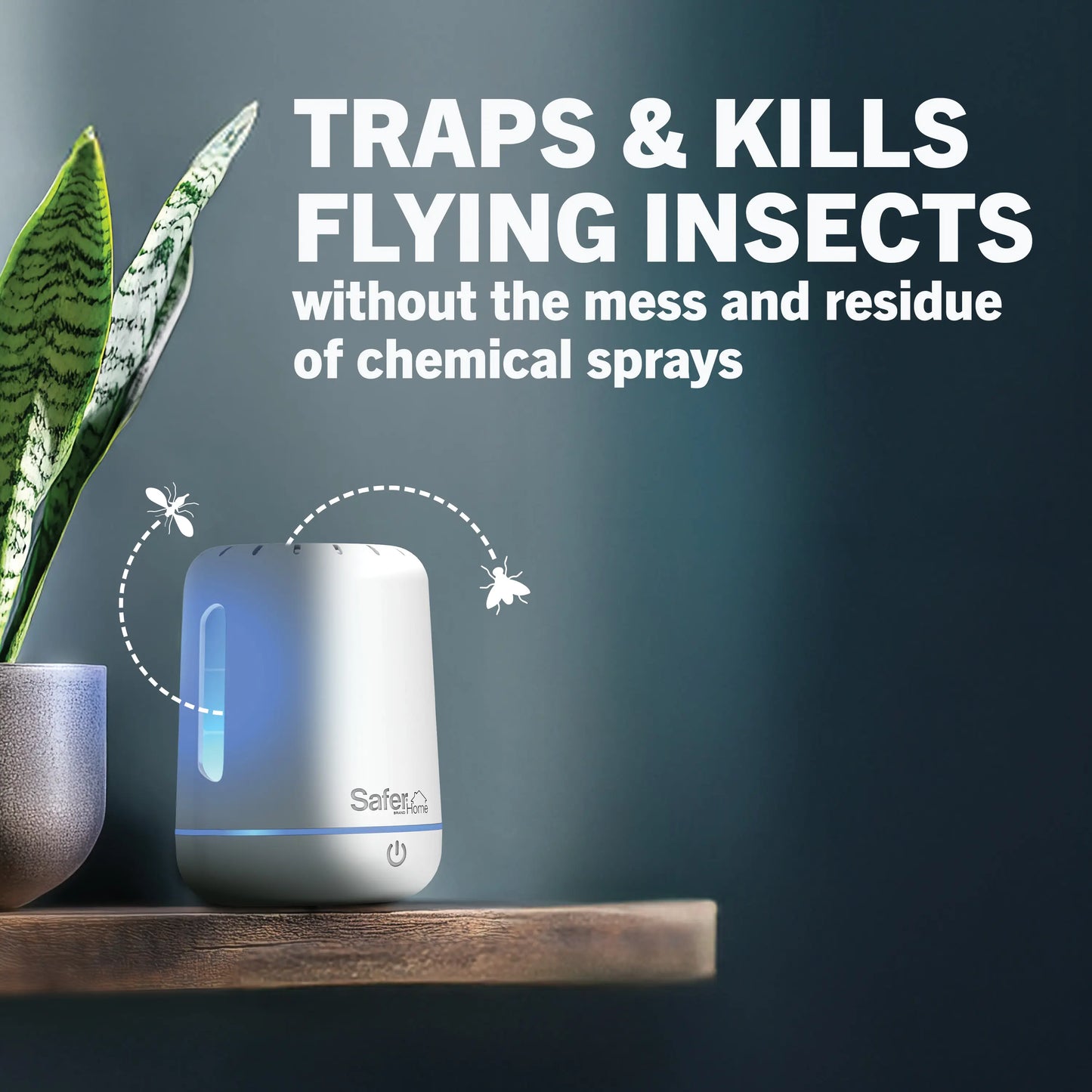 Safer Home Catch 360° Cordless Insect Trap with UV LED Light, Chemical-Free Operation, 10-Day Rechargeable Battery, Effective Indoor Fruit Fly and Gnat Control, Includes 1 Device and 2 Glue Cards
