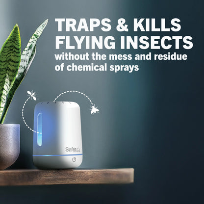 Safer Home Catch 360° Cordless Insect Trap with UV LED Light, Chemical-Free Operation, 10-Day Rechargeable Battery, Effective Indoor Fruit Fly and Gnat Control, Includes 1 Device and 2 Glue Cards