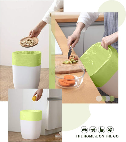 Compostable 13-Gallon Tall Kitchen Trash Bags - 80 Count Unscented Waste Liners for Bathroom, Home, Bedroom, and Office (5 Rolls, Green)
