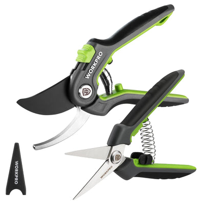WORKPRO Premium Bypass Pruning Shears and Garden Scissors - High-Quality Hand Tools for Cutting Flowers, Trimming Plants, and Picking Fruits