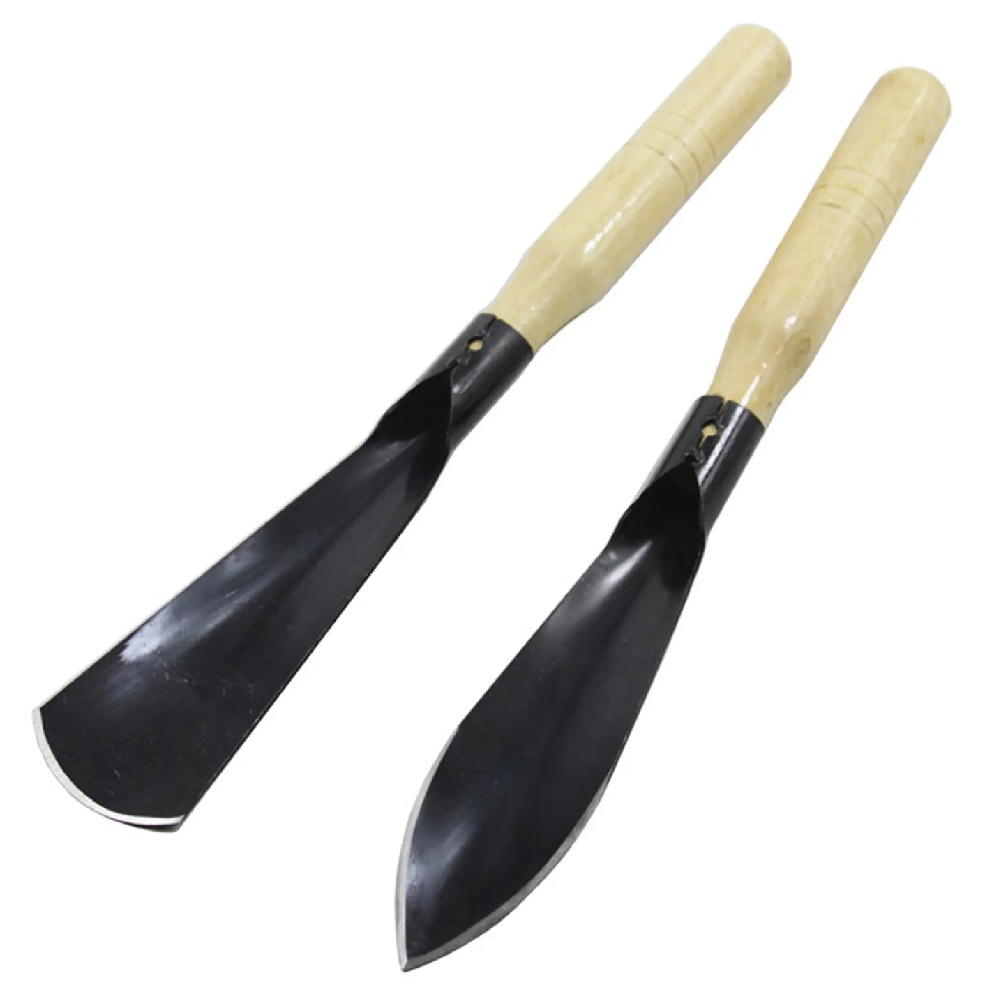 2 Counts Garden Shovel Garden Pointed with Pointed Tip and Flat Tip, Garden Shovel Made of Black Manganese Steel and Having a Wooden Grip., Necessary Gardening Tools for Easy Plant Cultivation