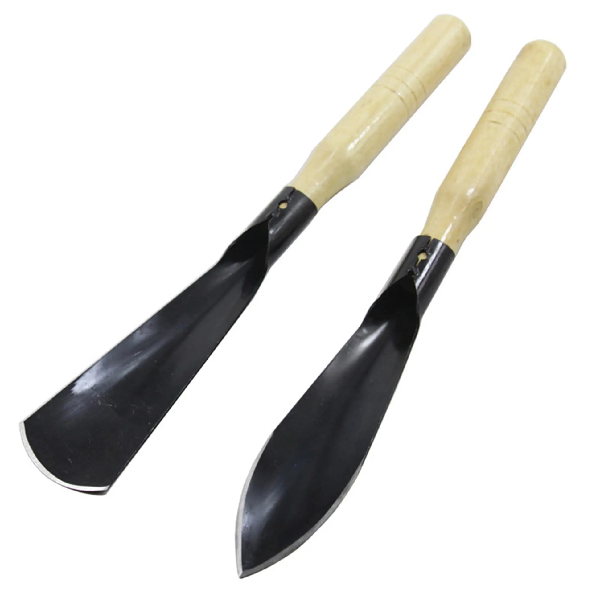 2 Counts Garden Shovel Garden Pointed with Pointed Tip and Flat Tip, Garden Shovel Made of Black Manganese Steel and Having a Wooden Grip., Necessary Gardening Tools for Easy Plant Cultivation
