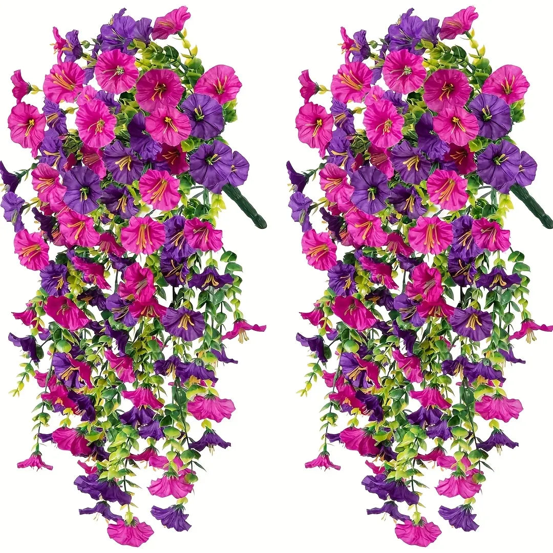 2/4/6/8 Pack Silk Hanging Morning Glory Vines with Plastic Stems, Uv-Resistant Artificial Outdoor Flowers, Plants Ornaments for Home Garden House Decor,Summerwins