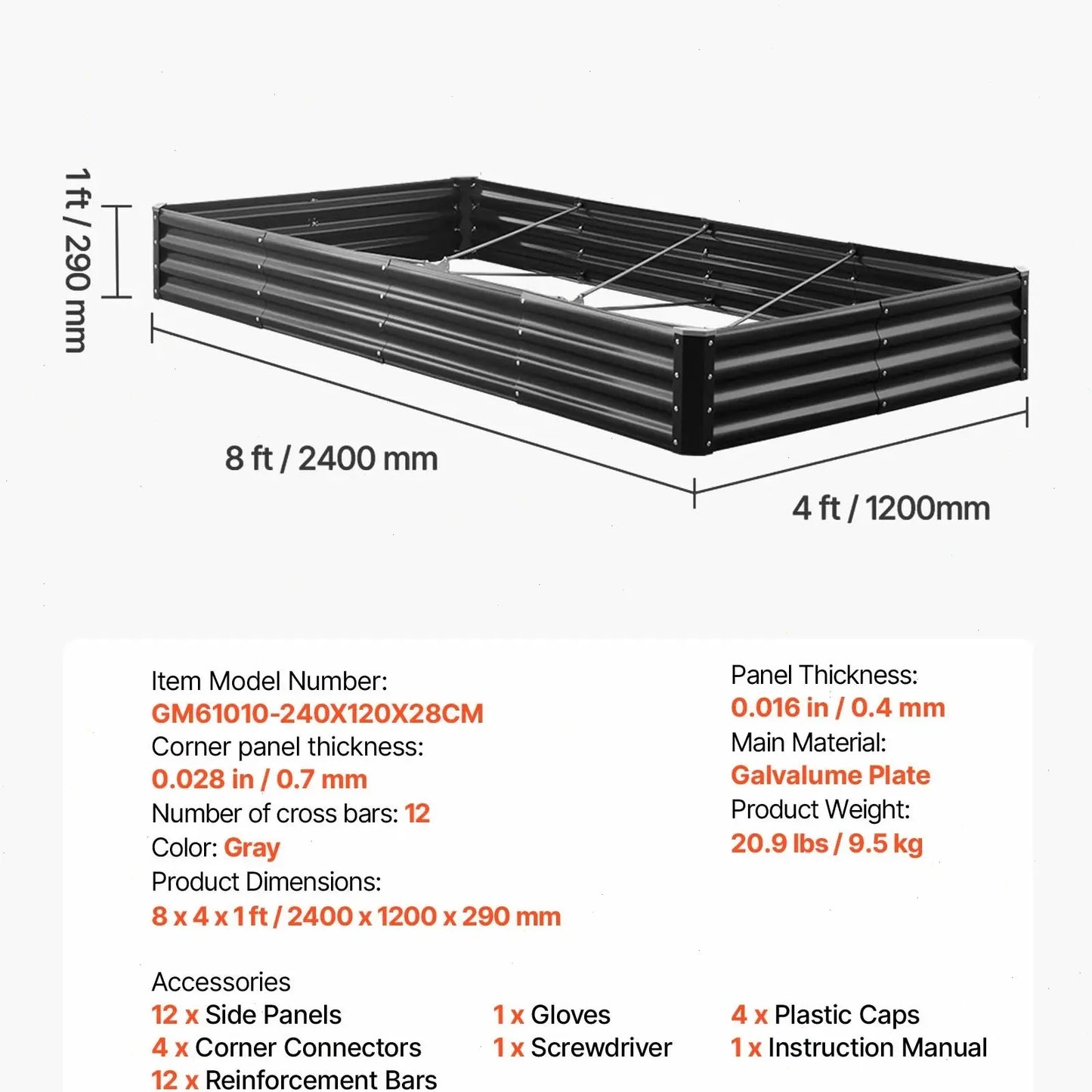 【Dealsforyoudays】Vevor Galvalume Metal Raised Garden Bedgray Outdoor Planter Box with Open Bottom Designlarge Raised Garden Beds for Growing Vegetablesflowers, Garden Boxes Outdoor Raised, Planting Container