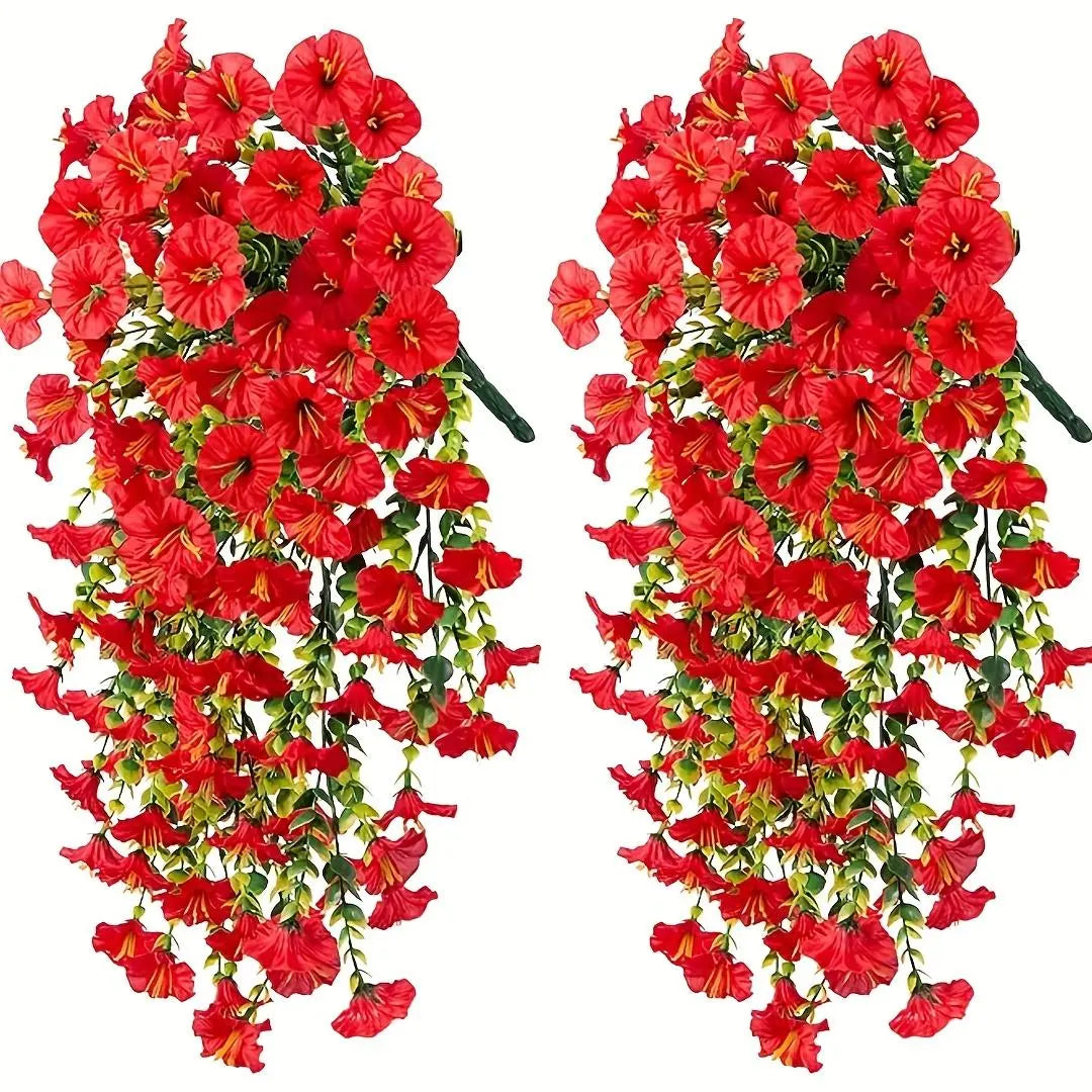 2/4/6/8 Pack Silk Hanging Morning Glory Vines with Plastic Stems, Uv-Resistant Artificial Outdoor Flowers, Plants Ornaments for Home Garden House Decor,Summerwins