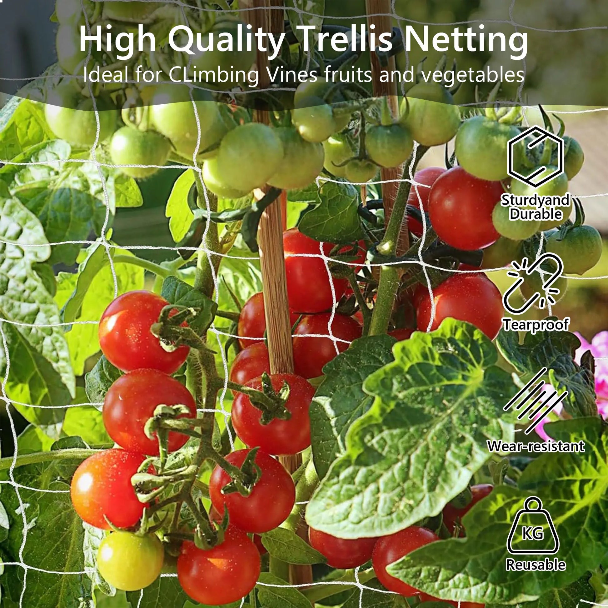 Polyester Gardening Trellis Netting - 5X30Ft Square Mesh for Climbing Plants, Tomatoes, Vining Plants, Fruit Vegetables,Campingessentials,Outdoorfurnitureset,Campinggear