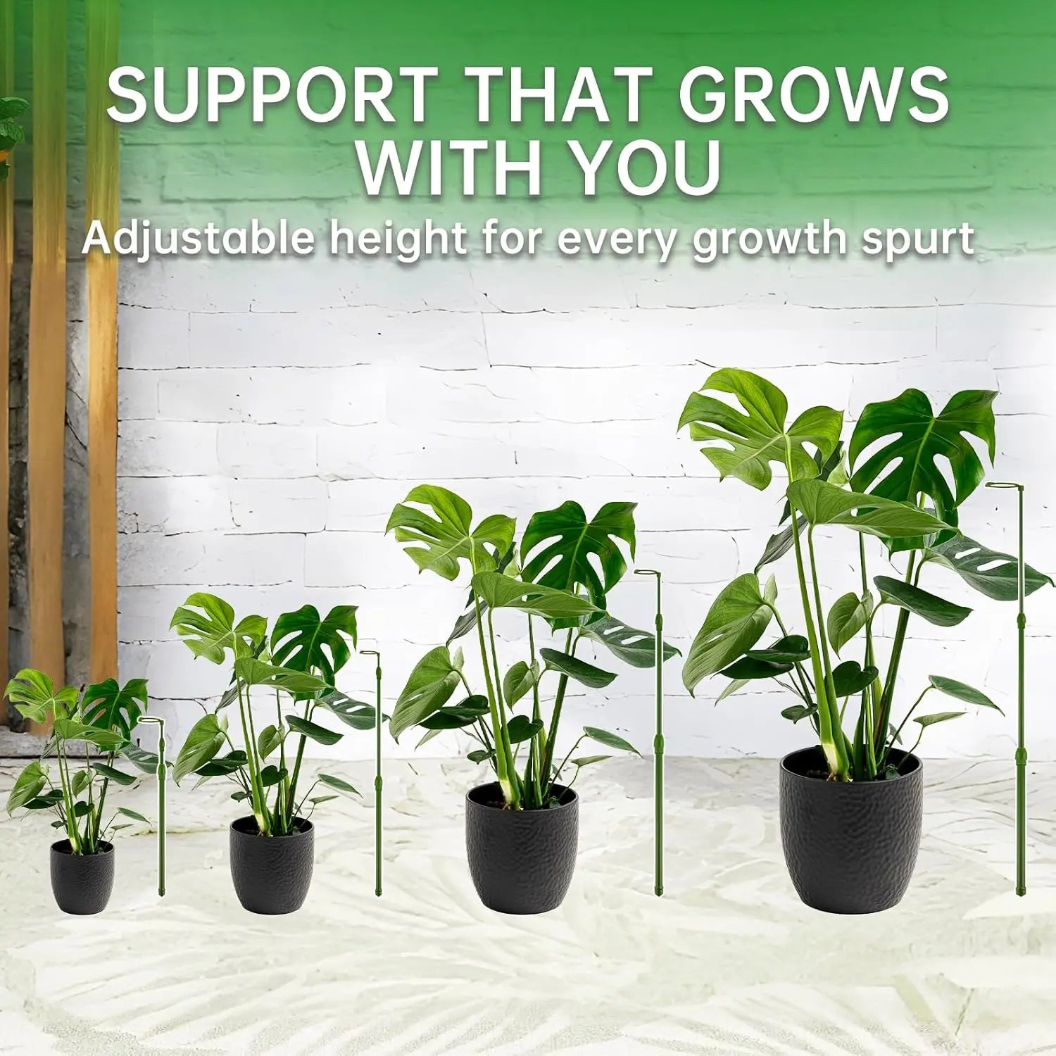 3 Pack Extendable Plant Stakes, 16.5-42.5 Inch Plant Stakes for Indoor Outdoor, Adjustable Monstera Plant Support Sticks with Clips for Clombing Plants, Vine, Orchid, Tomato, Vegetables Greenhouse Accessories