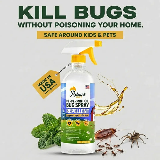 Reliant Pet Peppermint Oil Bug Spray - Deals for You Days - [16Oz and Made in USA ] Ants, Spiders, Roaches - Safe for USE around Kids and Pets - Effective & Usage