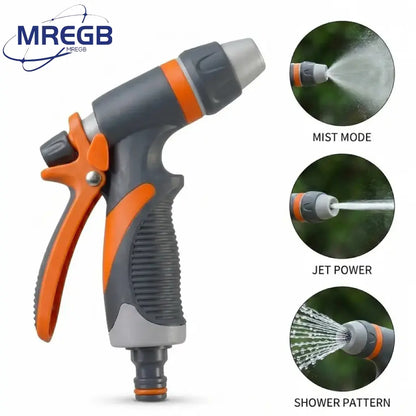 MREGB Adjustable Garden Hose Nozzle - Multi-Functional Hand Sprayer for Car Washing, Lawn Irrigation, Plant Care, and Pet Bathing with Ergonomic Design and High-Pressure Sprinkler Features Including Quick Connect Adapters