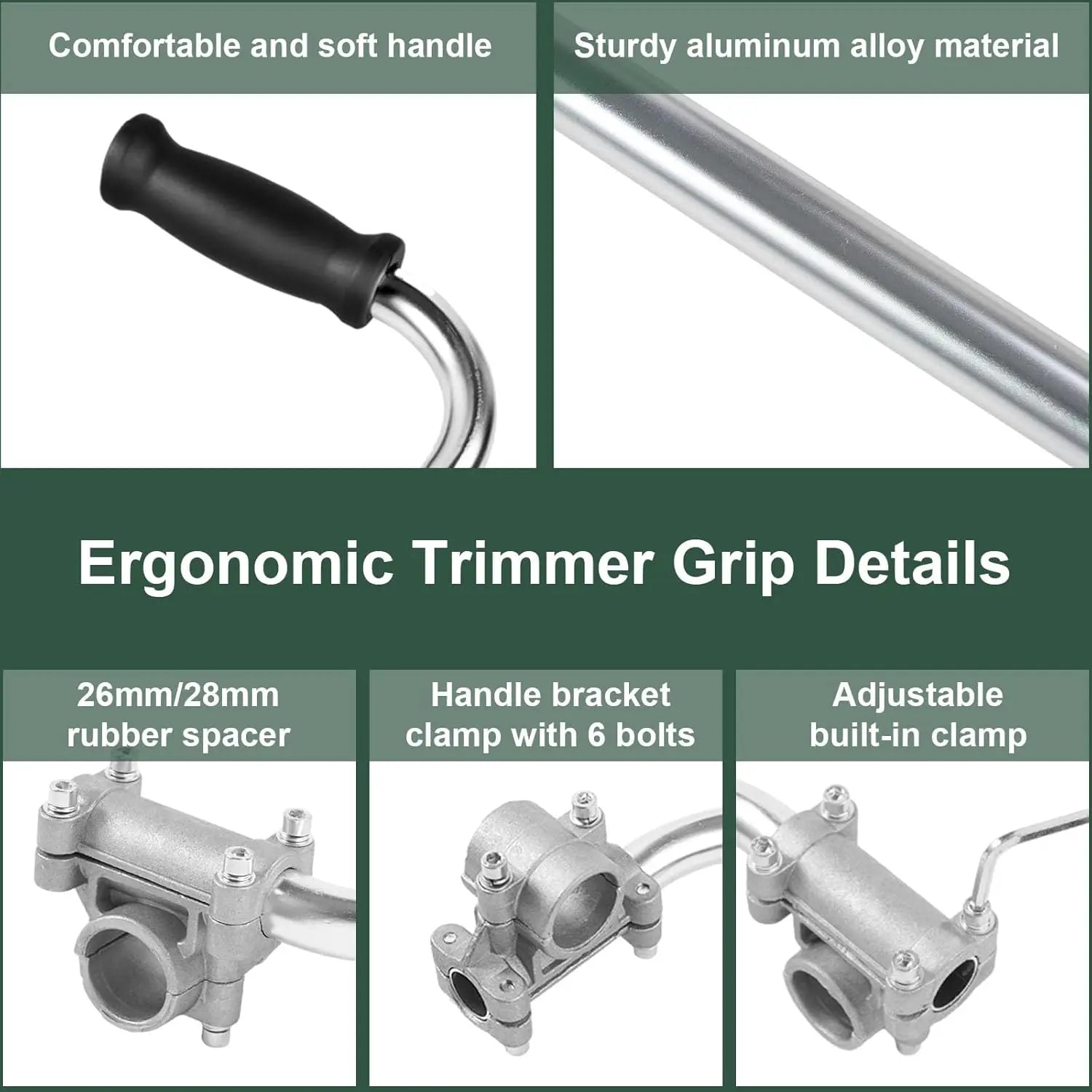 Grass Trimmer Handle, Aluminum Trimmer Handle with Bracket Clip Feature, Multifunctional Garden Trimmer Handle, Power Tool Accessories, Aluminum Construction