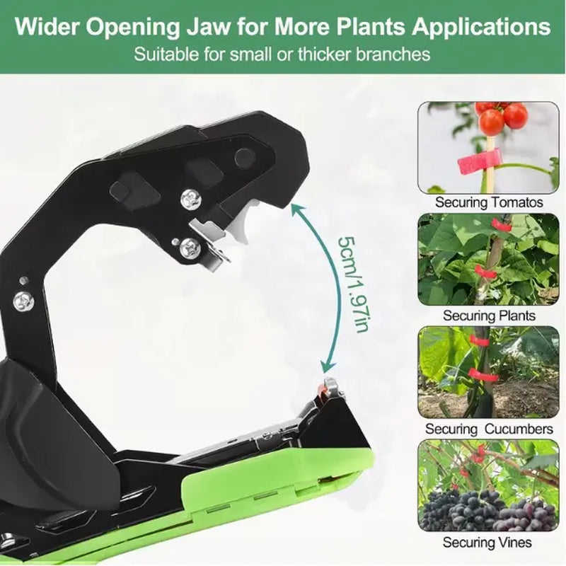 Plant Tying Machine, Lightweight Vine Tying Tape Dispenser, Suitable for Tomatoes, Grapes and Vegetable Gardens, Comes with 10,000 Staples and 10 Rolls of Tape (Green)