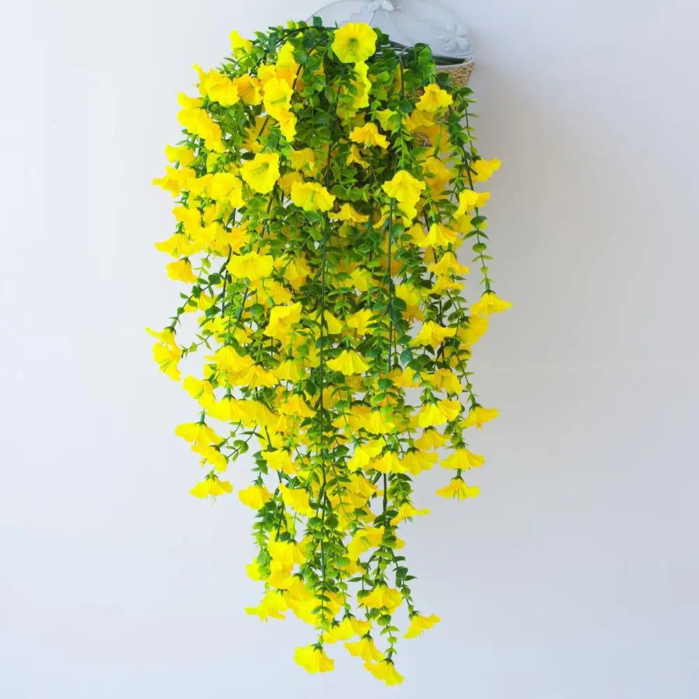 Artificial Hanging Flowers, 2/4 Counts Fake Plants, Plastic Floral Plants with Eucalyptus Leaves, Uv-Resistant Realistic Hanging Plants for Home and Garden Decor