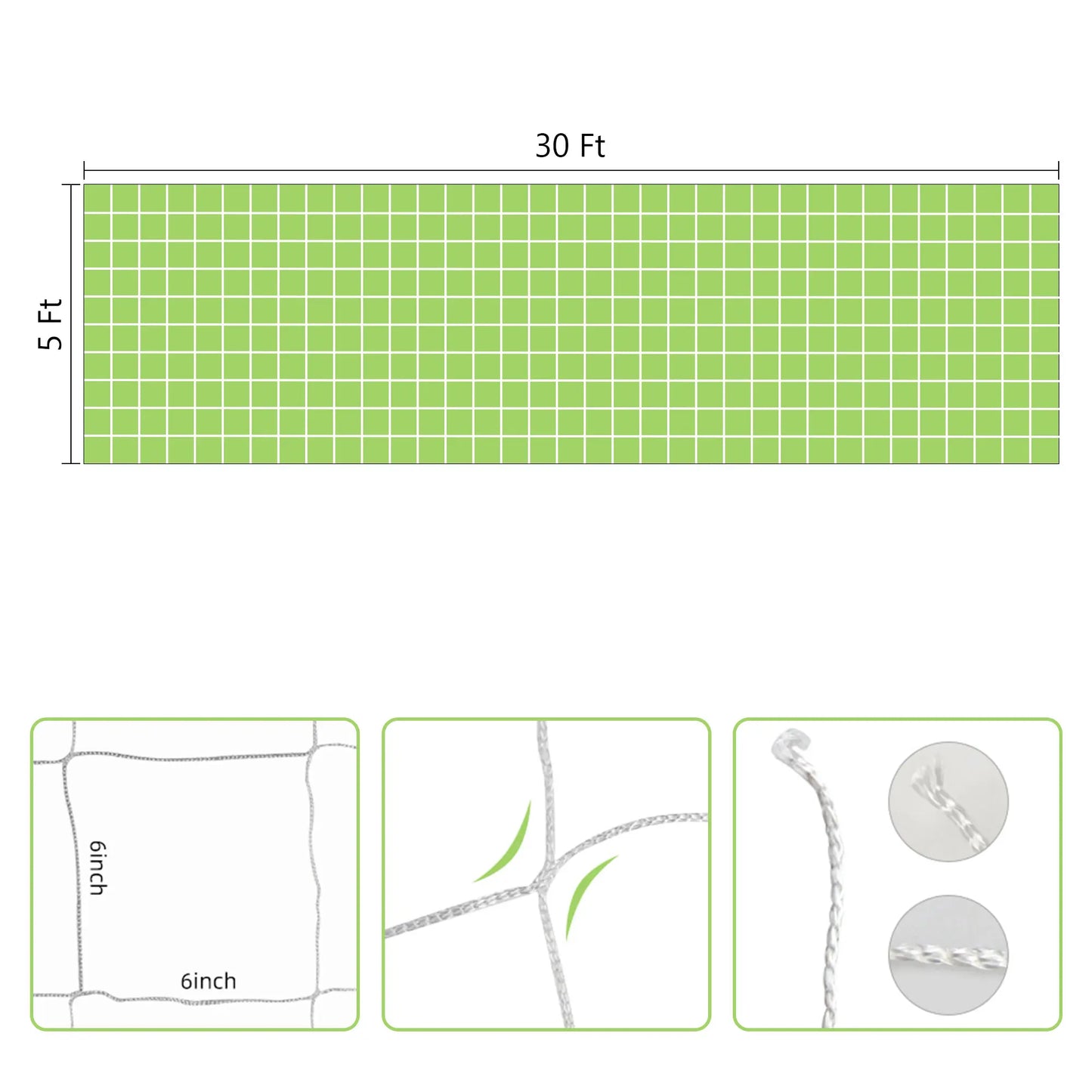Polyester Gardening Trellis Netting - 5X30Ft Square Mesh for Climbing Plants, Tomatoes, Vining Plants, Fruit Vegetables,Campingessentials,Outdoorfurnitureset,Campinggear