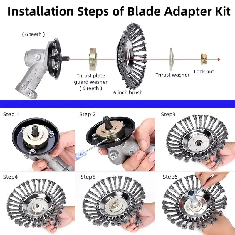 Steel Wire Wheel Weed Cutter Head, Lawn Trimming Weed Removal Head Set, Thickened Steel Wire Material, for Garden Pathways, Moss, and Weeds—Efficient Maintenance of Gardens and Lawns. Father’S Day Gift