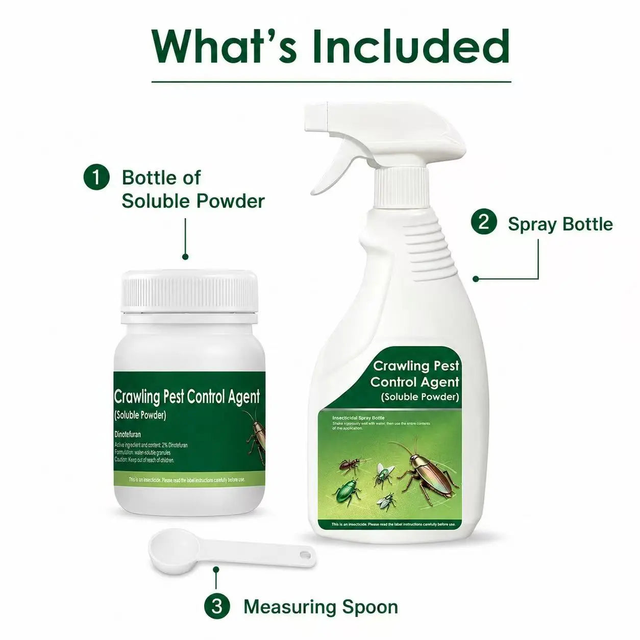 Multi-Purpose Pest Control Kit – for Roaches, Ants, Spiders, Bed Bugs & 40+ Household Pests, Indoor & Outdoor Application, Pet & Family Friendly When Used as Directed, Makes 1 Gallon Ready-To-Use Spray Mixture