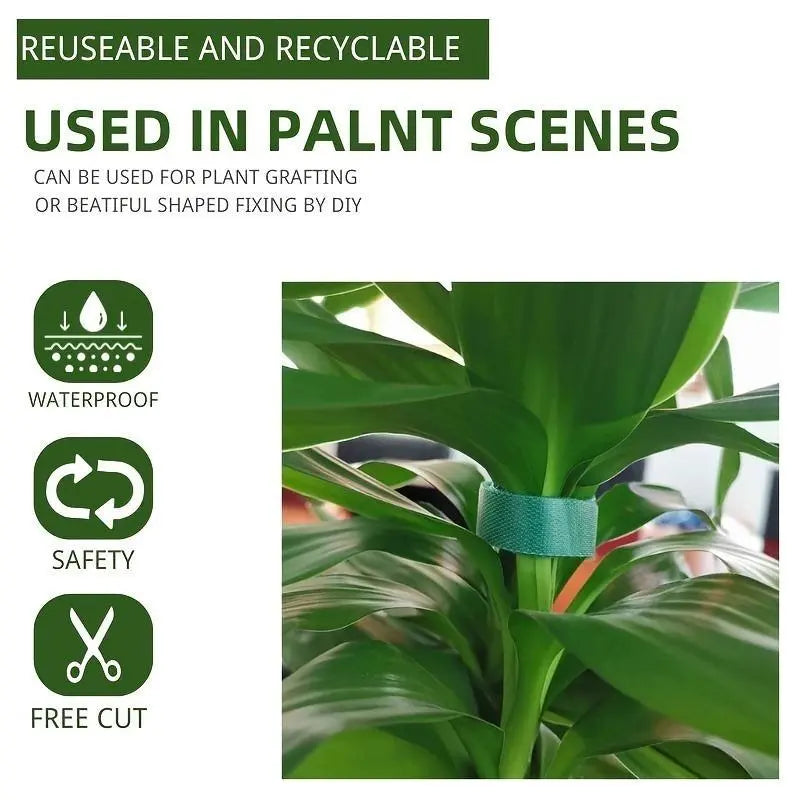 Green Garden Plant Ties Roll, Reusable Hook Loop Plant Support Tape for Tomatoes, Vines & Climbing Plants, Nylon Garden Twine for Bamboo Stakes, Outdoor Garden Supplies & Accessories Summerwins