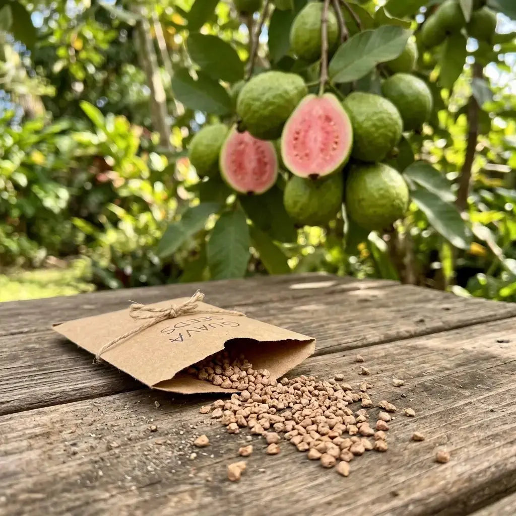 100 Non-GMO Tropical Red Guava Seeds for Home Gardening - Grow Exotic and Delicious Fruit Indoors
