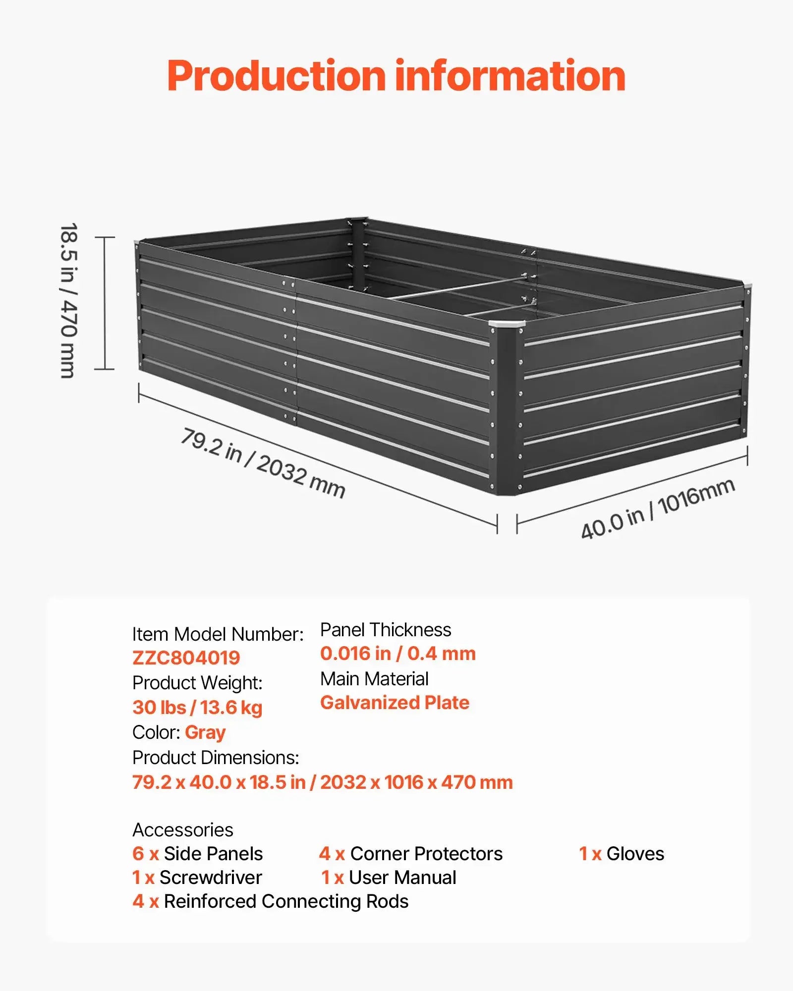【Dealsforyoudays】Vevor Galvalume Metal Raised Garden Bedgray Outdoor Planter Box with Open Bottom Designlarge Raised Garden Beds for Growing Vegetablesflowers, Garden Boxes Outdoor Raised, Planting Container