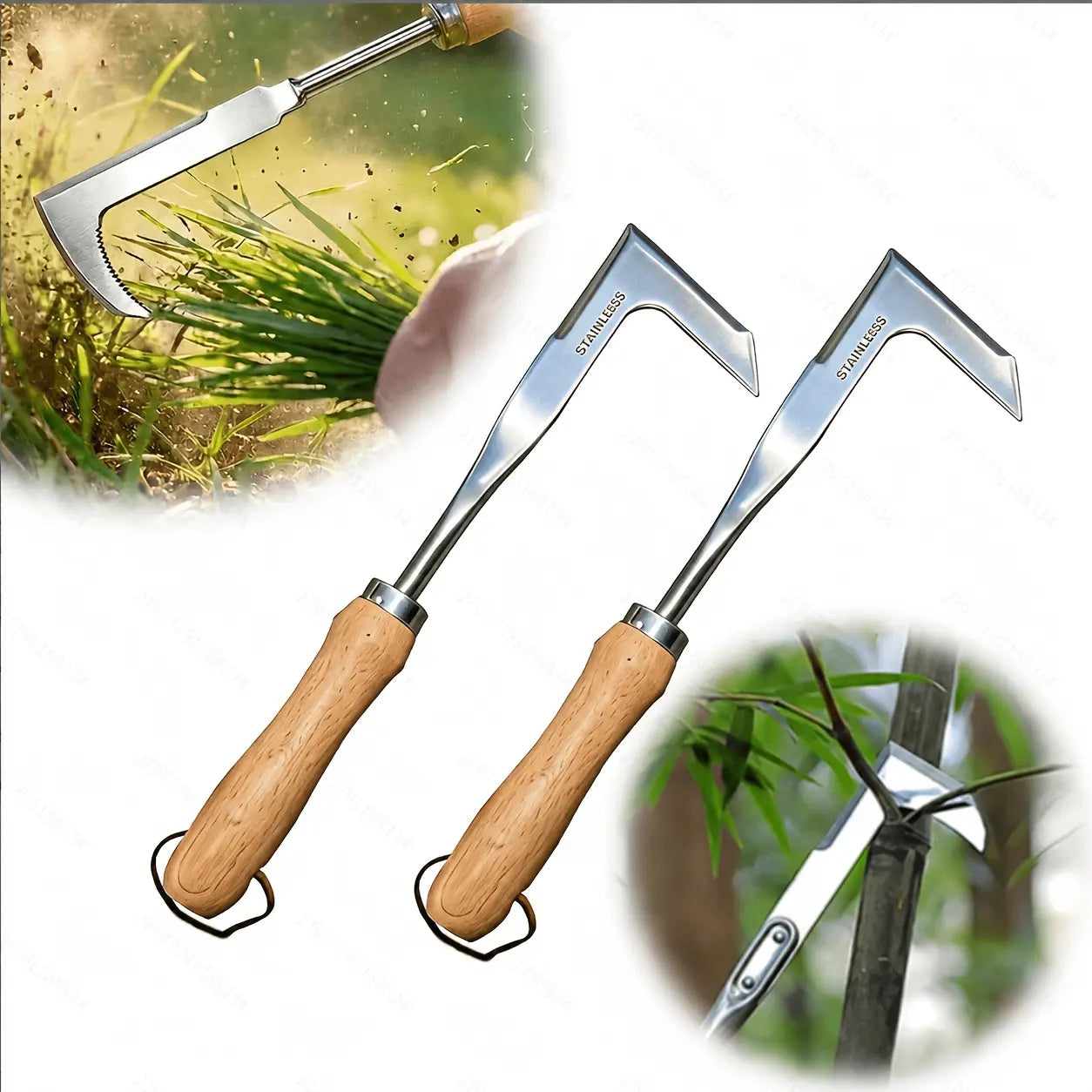 Crack Weeder Tool Stainless Steel Manual Grass Pullerwithbeech Wood Handle for Sidewalk Driveways Patiopavernarrow and Wall Gaps Garden
