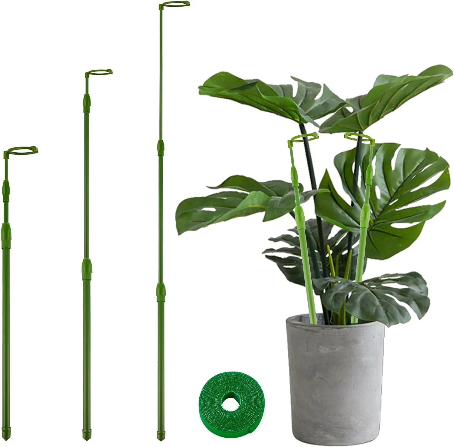 3 Pack Extendable Plant Stakes, 16.5-42.5 Inch Plant Stakes for Indoor Outdoor, Adjustable Monstera Plant Support Sticks with Clips for Clombing Plants, Vine, Orchid, Tomato, Vegetables Greenhouse Accessories