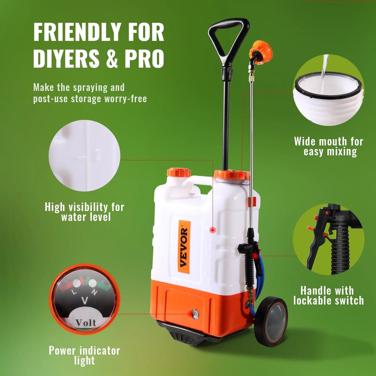 【Dealsforyoudays】Vevor Battery Powered Backpack Sprayer, Two Version, Adjustable Pressure, 4 Gallon Tank, with 8 Nozzles and 2 Wands, Wide Mouth Lid for Weeding, Spraying, Cleaning,Campingessentials,Outdoorfurnitureset,Campinggear